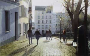 Voir le détail de cette oeuvre: Soleil couchant sur les pavés de Montmartre